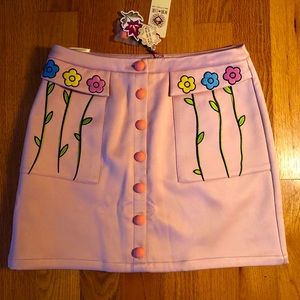 Elf Sack Mini Skirt Embroidered Flowers XL NWT
